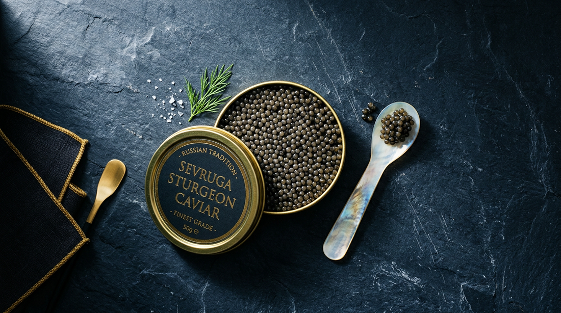 Sevruga sturgeon caviar tin